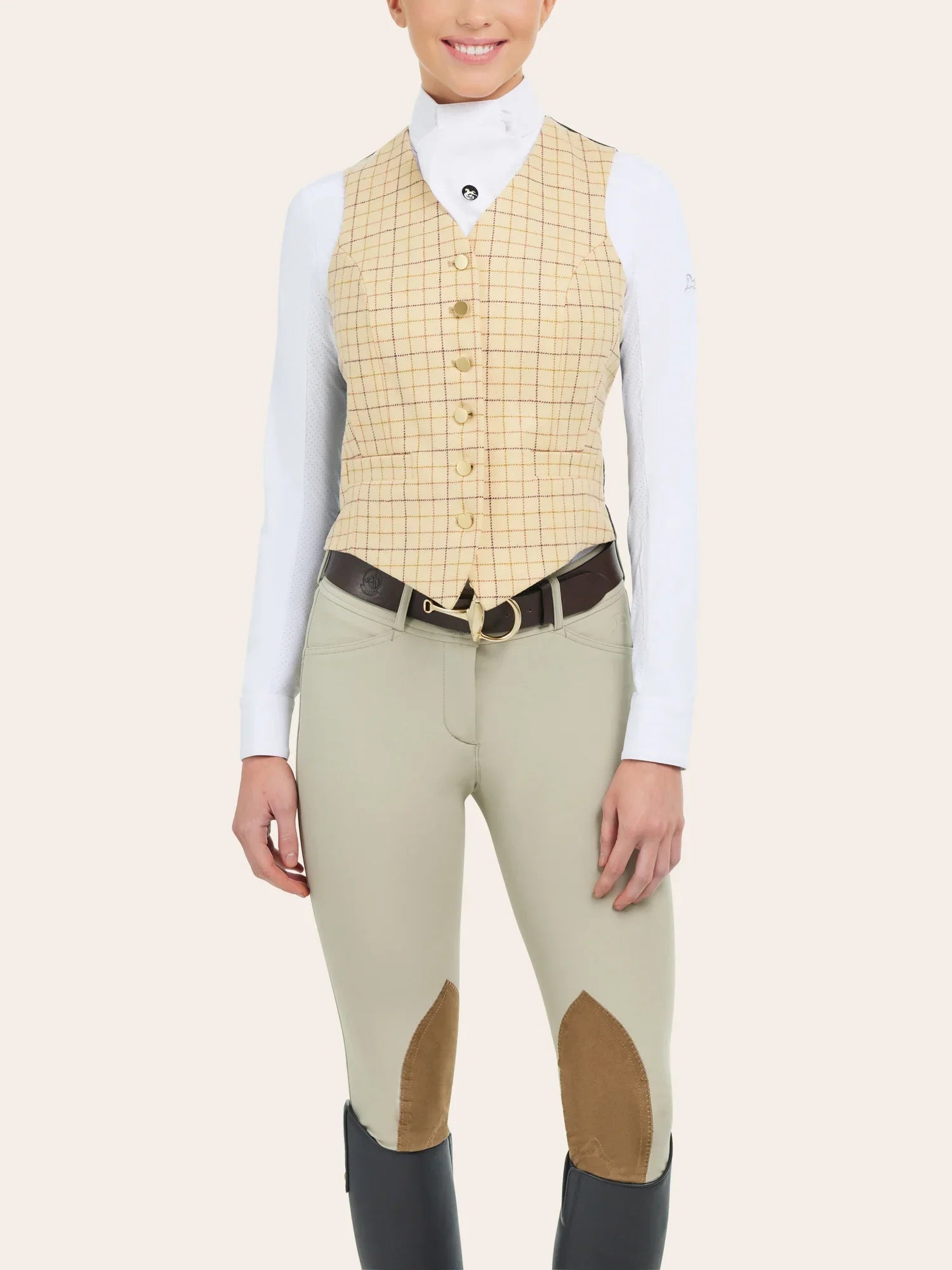 R.J. Classics Aiken Hunt Vest - Beige Tattersall - R.J. Classics - Equiluxe Tack