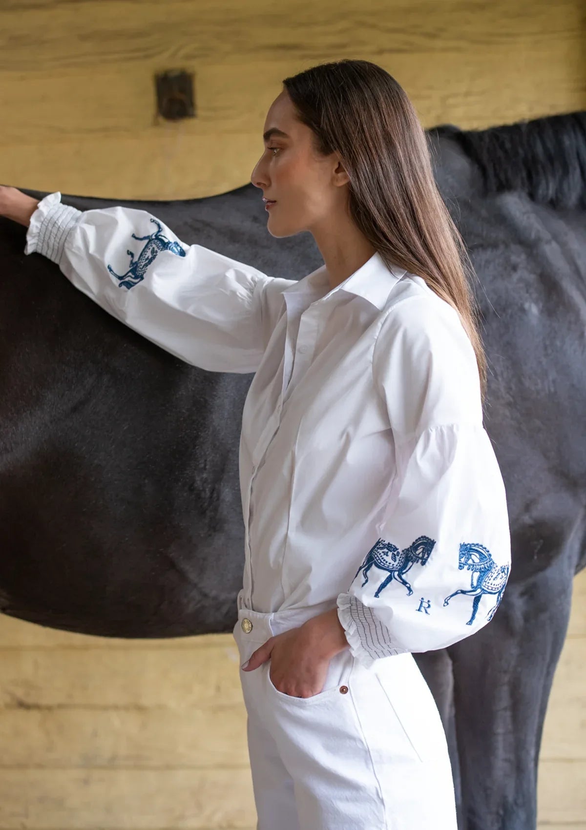Rönner Annie Shirt Embroidered | White - Rönner - Equiluxe Tack