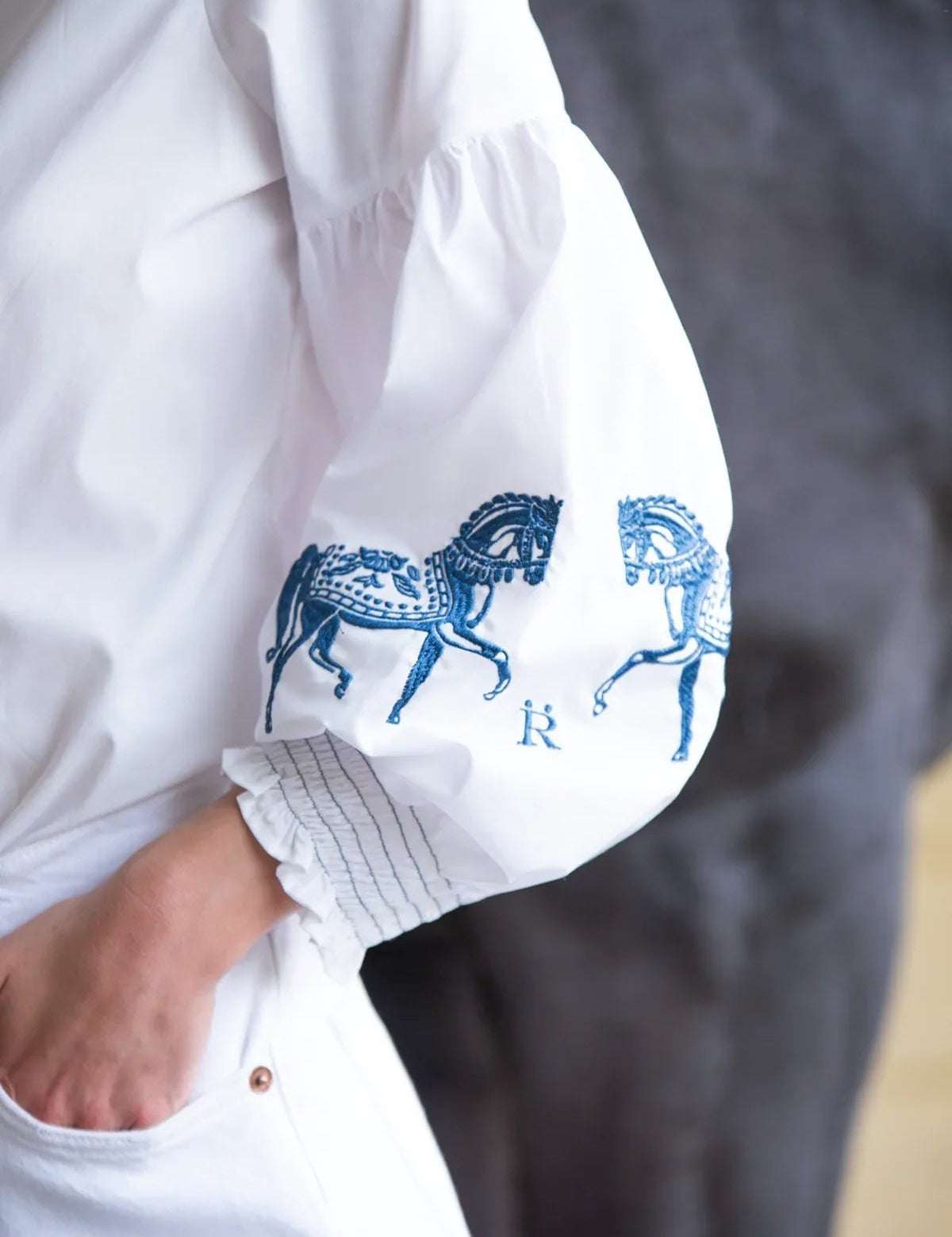 Rönner Annie Shirt Embroidered | White - Rönner - Equiluxe Tack