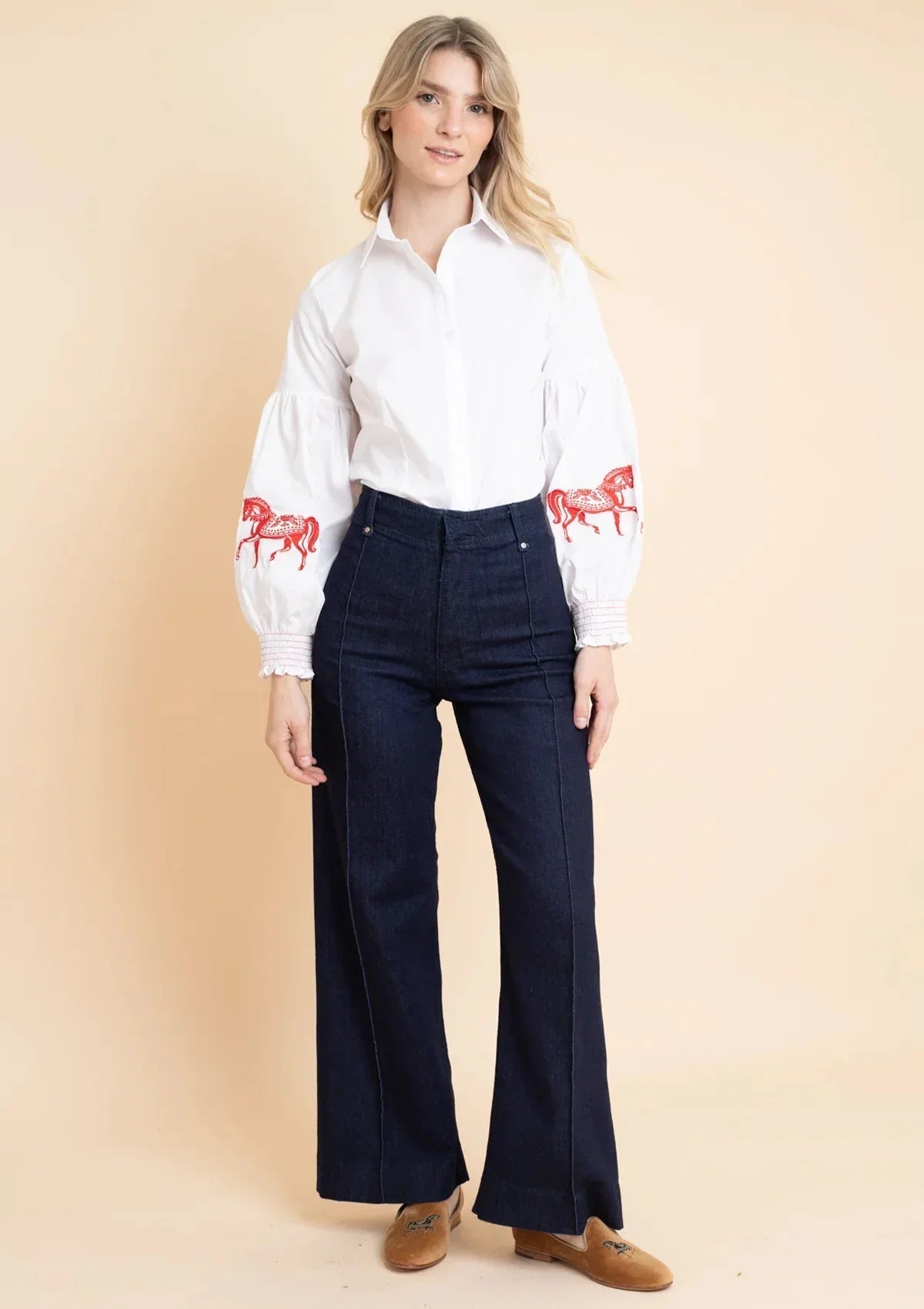 Rönner Annie Shirt Embroidered | White - Rönner - Equiluxe Tack