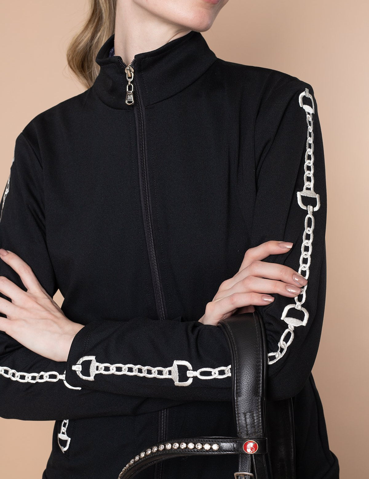 Rönner Ava Embroidered Zip Jacket | Black - Rönner - Equiluxe Tack