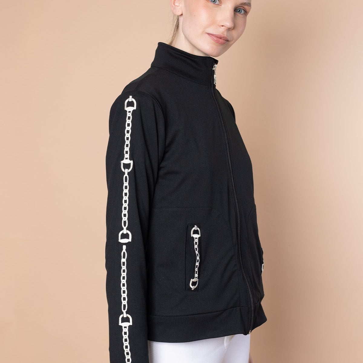 Rönner Ava Embroidered Zip Jacket | Black - Rönner - Equiluxe Tack