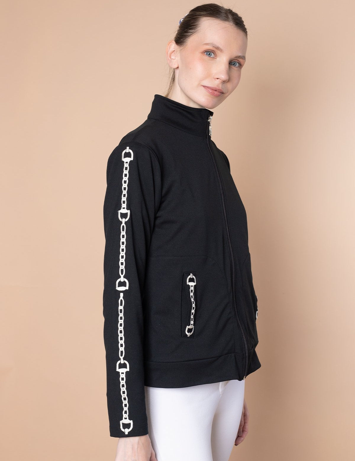 Rönner Ava Embroidered Zip Jacket | Black - Rönner - Equiluxe Tack