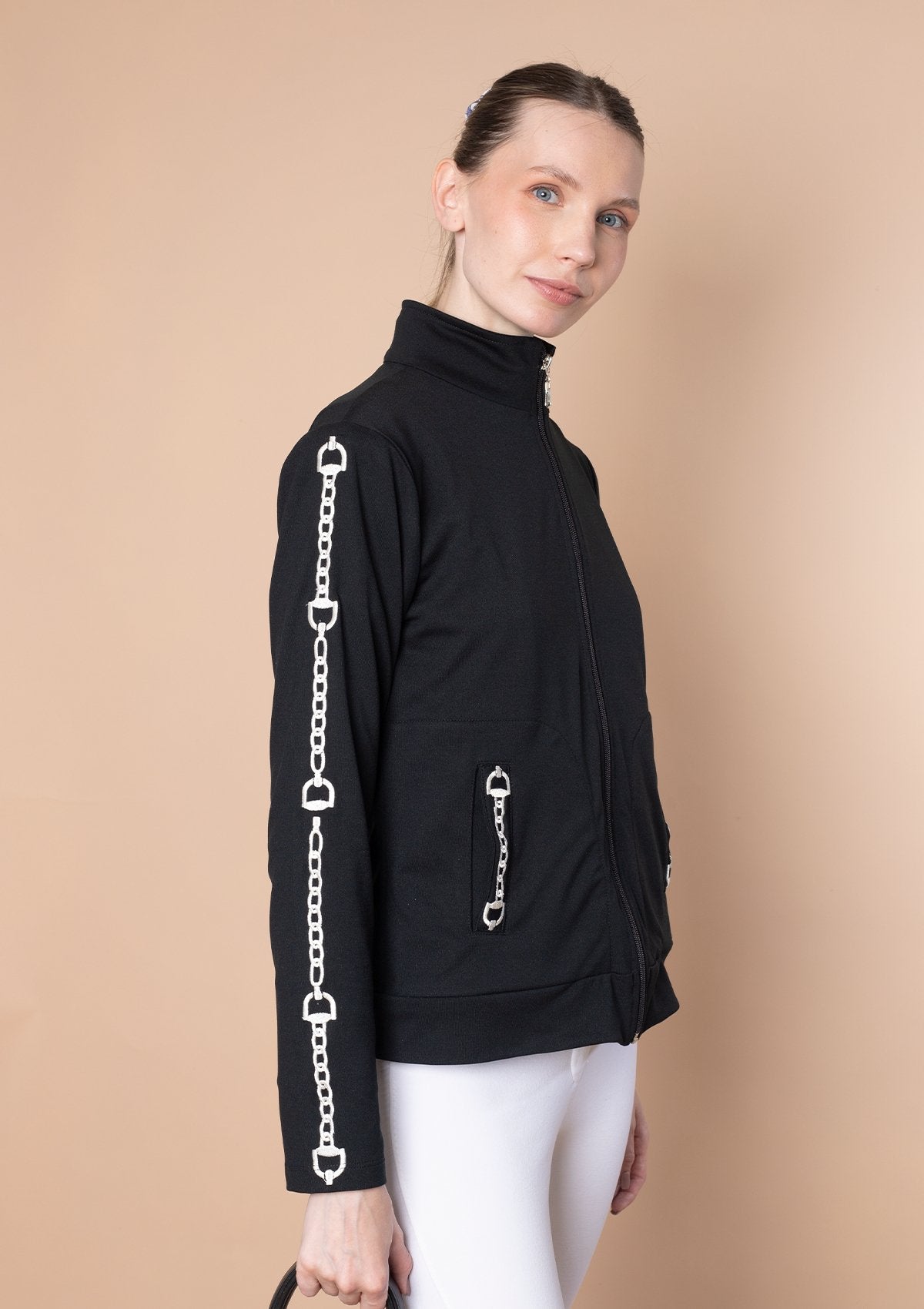 Rönner Ava Embroidered Zip Jacket | Black - Rönner - Equiluxe Tack