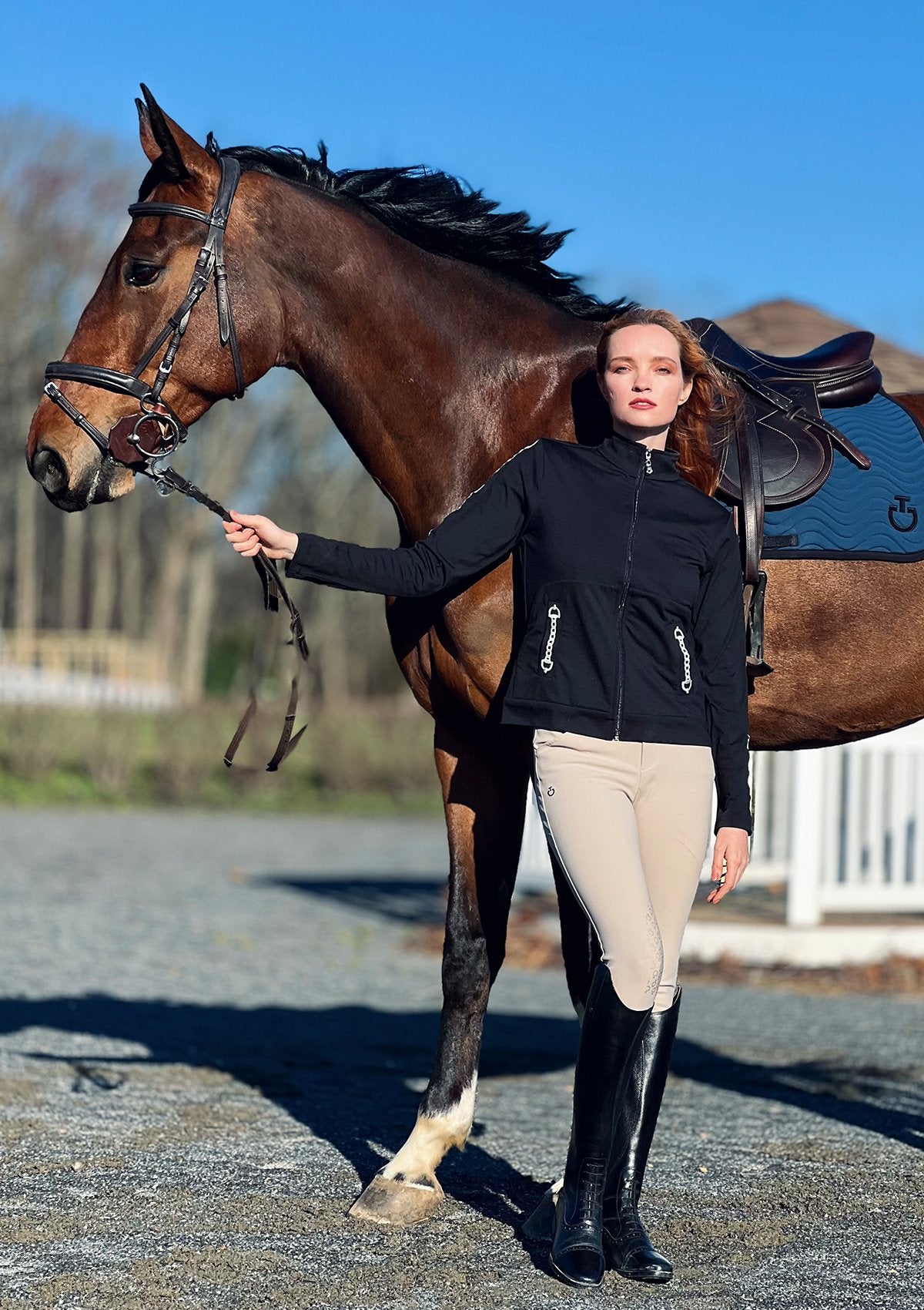 Rönner Ava Embroidered Zip Jacket | Black - Rönner - Equiluxe Tack