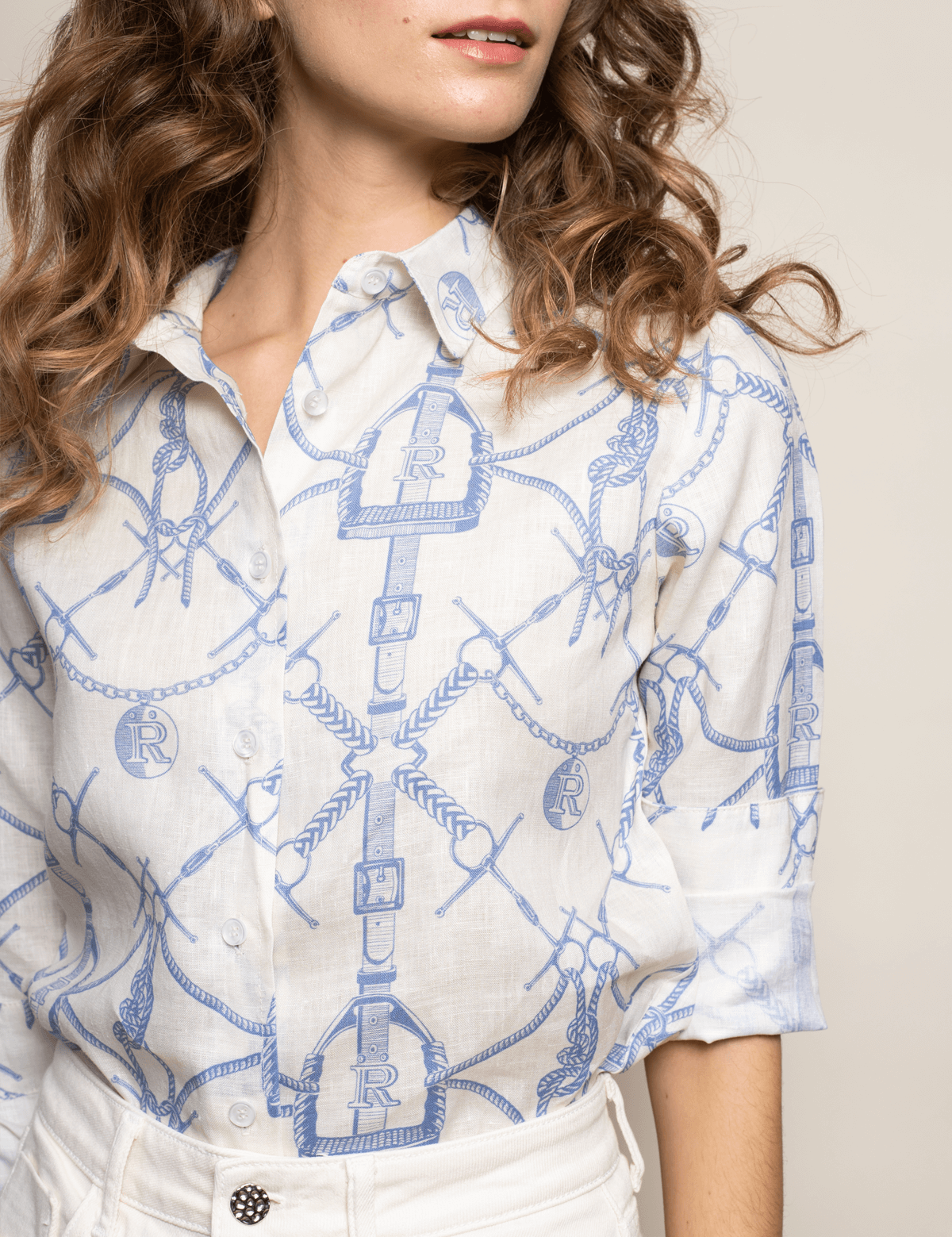 Rönner Basic Linen Shirt | Morsetti Print | Cielo - Rönner - Equiluxe Tack