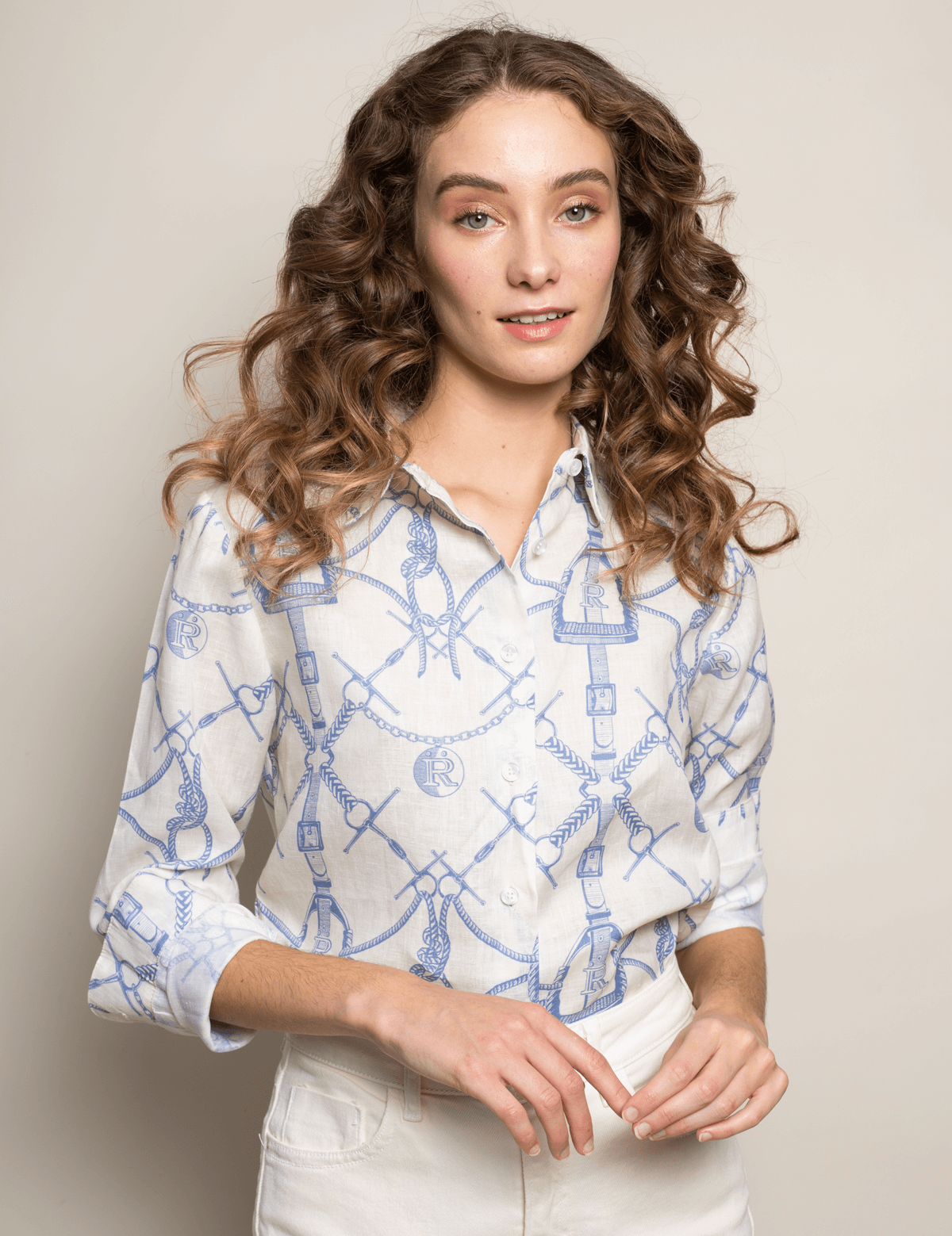 Rönner Basic Linen Shirt | Morsetti Print | Cielo - Rönner - Equiluxe Tack