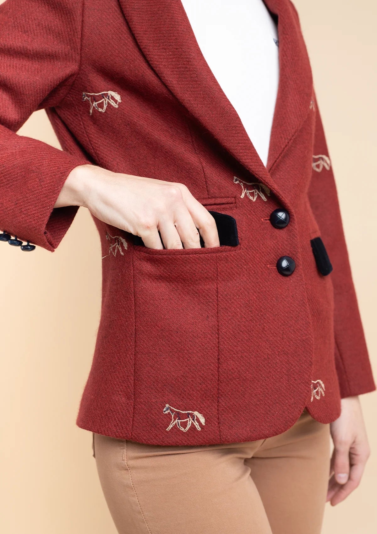 Rönner Cavaletti Blazer | Embroidered Italian Wool | Burgundy - Rönner - Equiluxe Tack