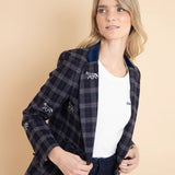 Rönner Cavaletti Blazer | Embroidered Italian Wool | Navy Plaid - Rönner - Equiluxe Tack