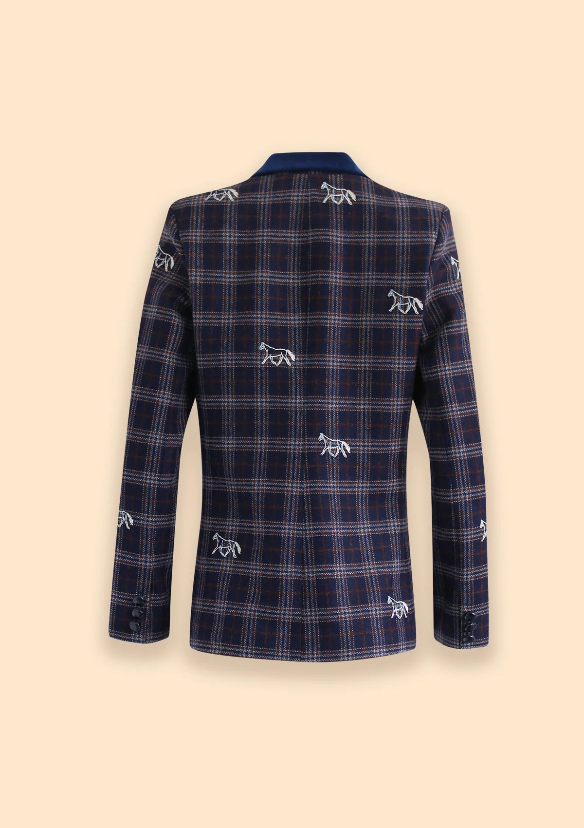 Rönner Cavaletti Blazer | Embroidered Italian Wool | Navy Plaid - Rönner - Equiluxe Tack