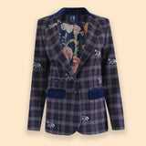 Rönner Cavaletti Blazer | Embroidered Italian Wool | Navy Plaid - Rönner - Equiluxe Tack