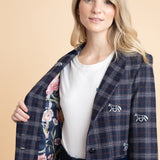 Rönner Cavaletti Blazer | Embroidered Italian Wool | Navy Plaid - Rönner - Equiluxe Tack