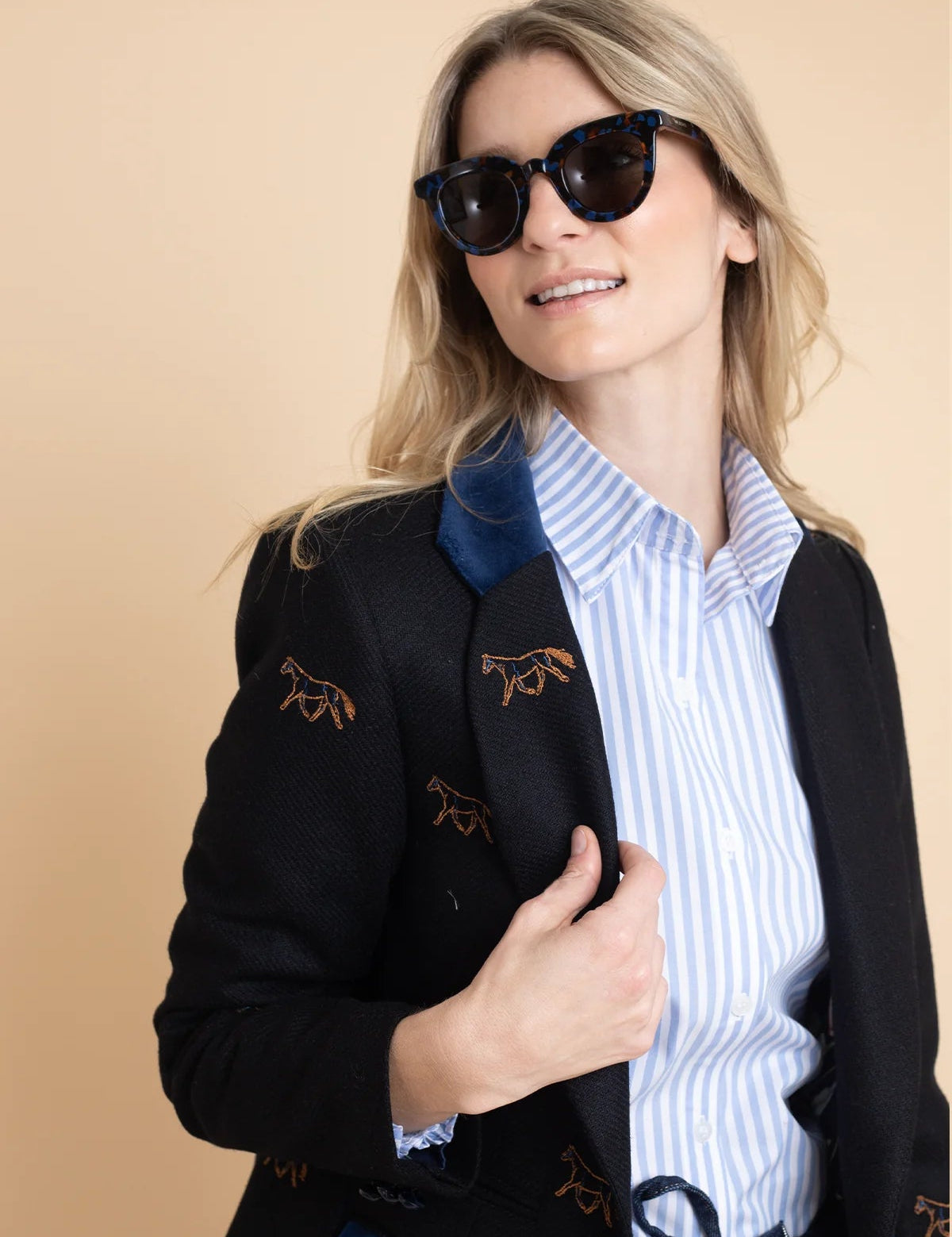 Rönner Cavaletti Blazer | Embroidered Italian Wool | Noir - Rönner - Equiluxe Tack