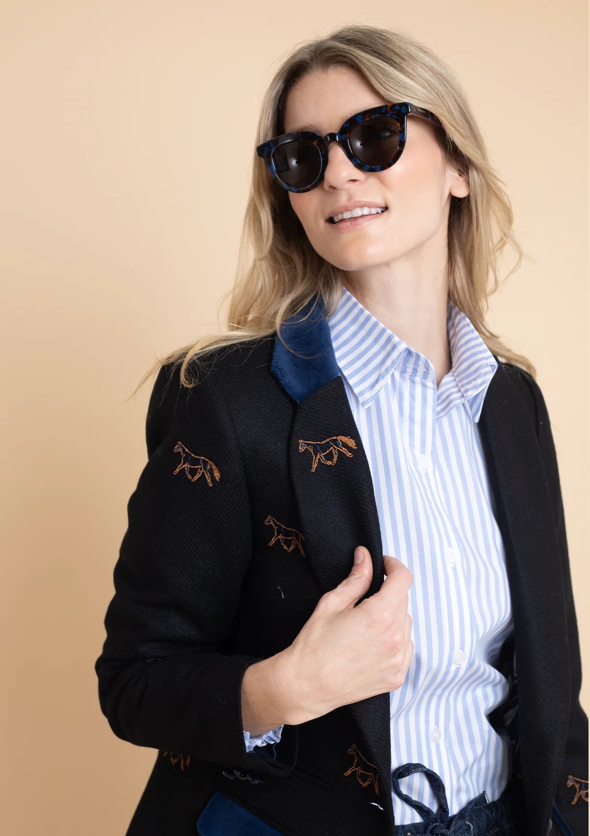 Rönner Cavaletti Blazer | Embroidered Italian Wool | Noir - Rönner - Equiluxe Tack