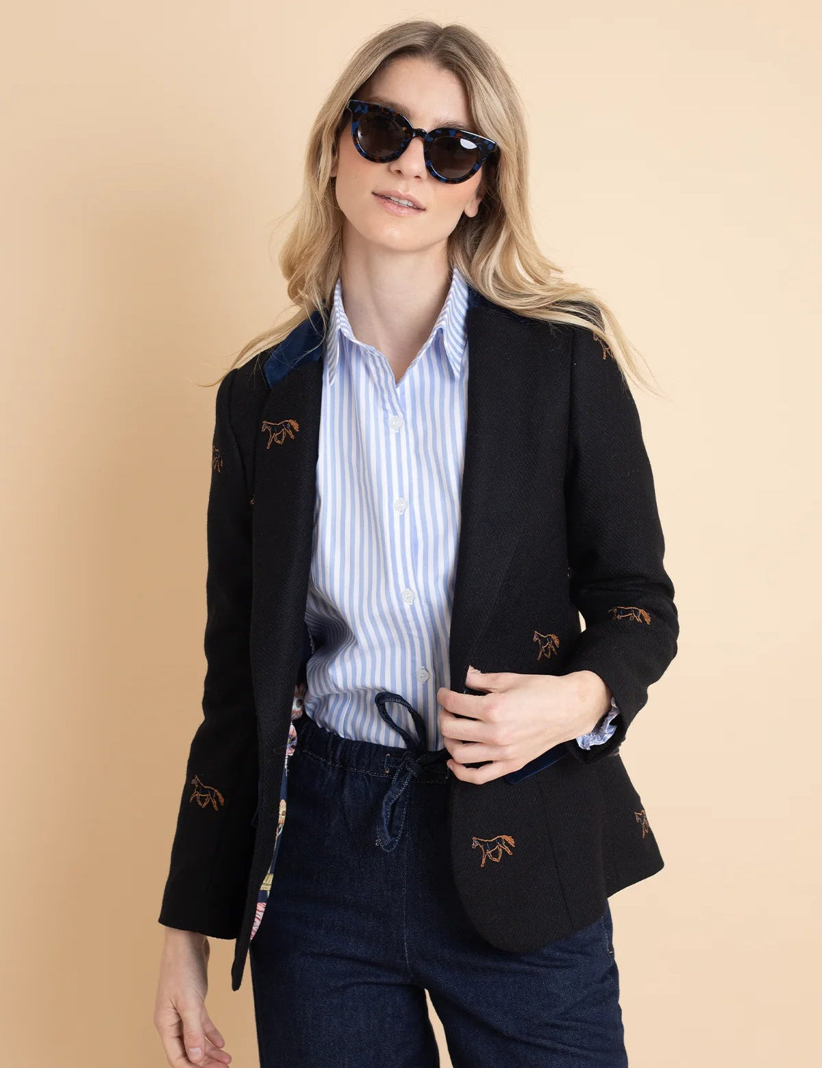 Rönner Cavaletti Blazer | Embroidered Italian Wool | Noir - Rönner - Equiluxe Tack