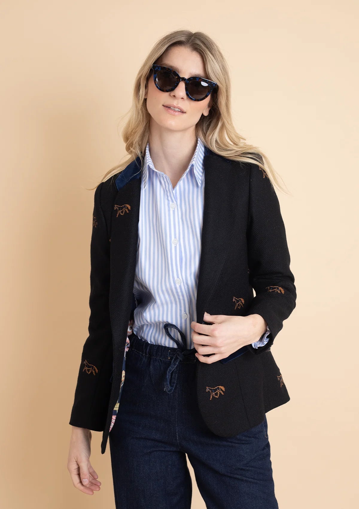 Rönner Cavaletti Blazer | Embroidered Italian Wool | Noir - Rönner - Equiluxe Tack