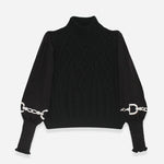 Rönner Ellie Cable Knit Sweater | Embroidered Sleeves | Black - Rönner - Equiluxe Tack