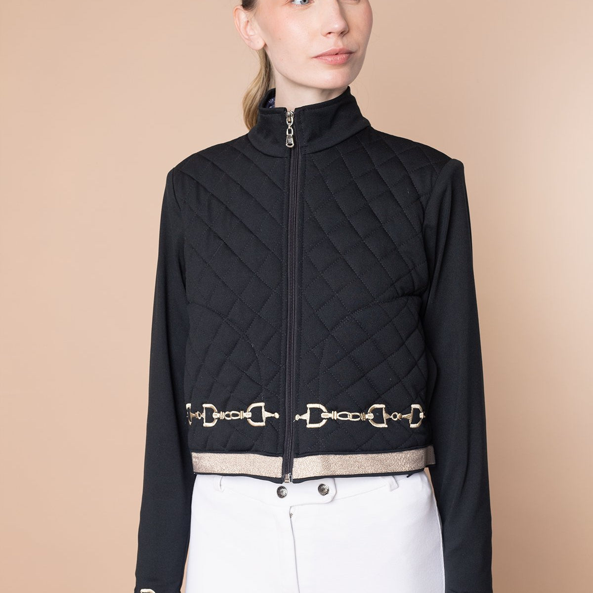 Rönner Ember Embroidered Cropped Zip Jacket | Black - Rönner - Equiluxe Tack