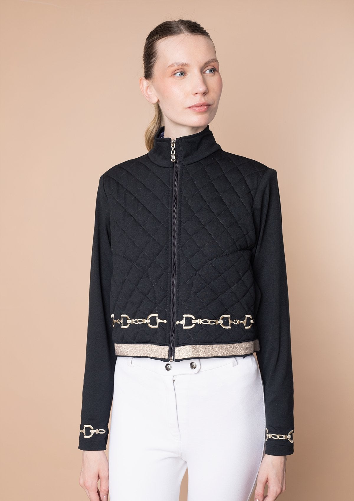 Rönner Ember Embroidered Cropped Zip Jacket | Black - Rönner - Equiluxe Tack