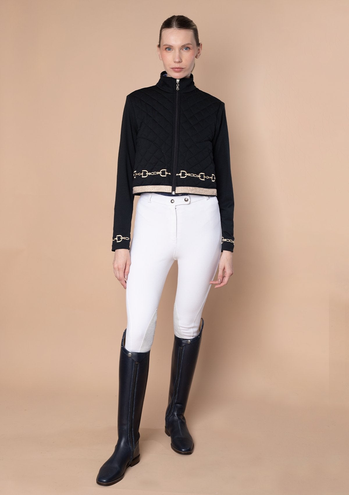 Rönner Ember Embroidered Cropped Zip Jacket | Black - Rönner - Equiluxe Tack