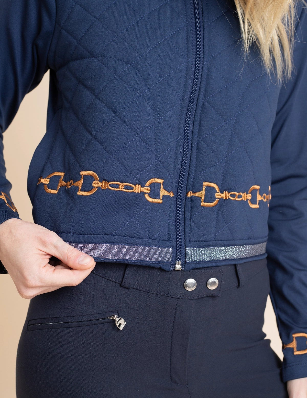 Rönner Ember Embroidered Cropped Zip Jacket | Navy - Rönner - Equiluxe Tack