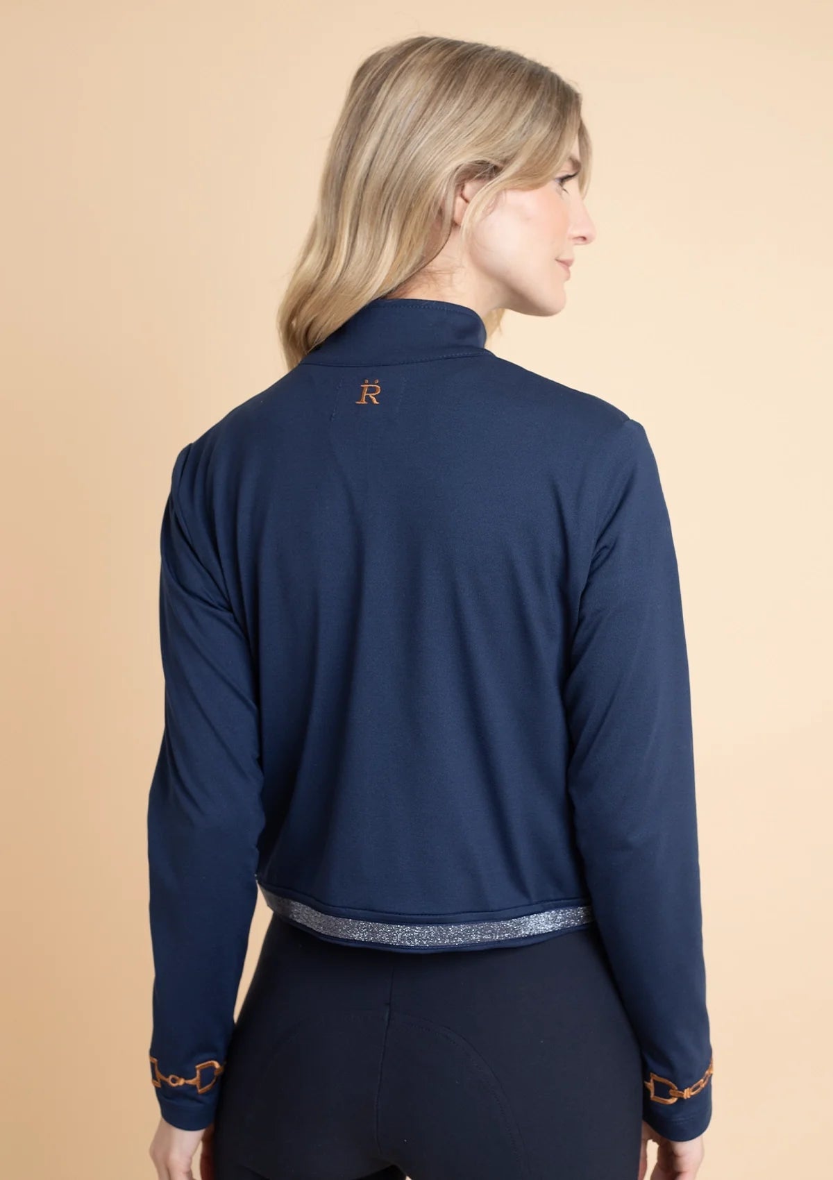 Rönner Ember Embroidered Cropped Zip Jacket | Navy - Rönner - Equiluxe Tack