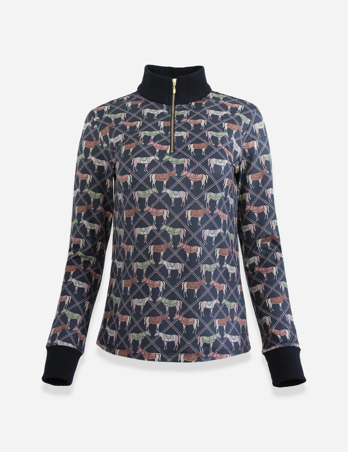 Rönner Emberly Q - Zip Medium Weight | Long Sleeve | Victory Print | Nocturne - Rönner - Equiluxe Tack