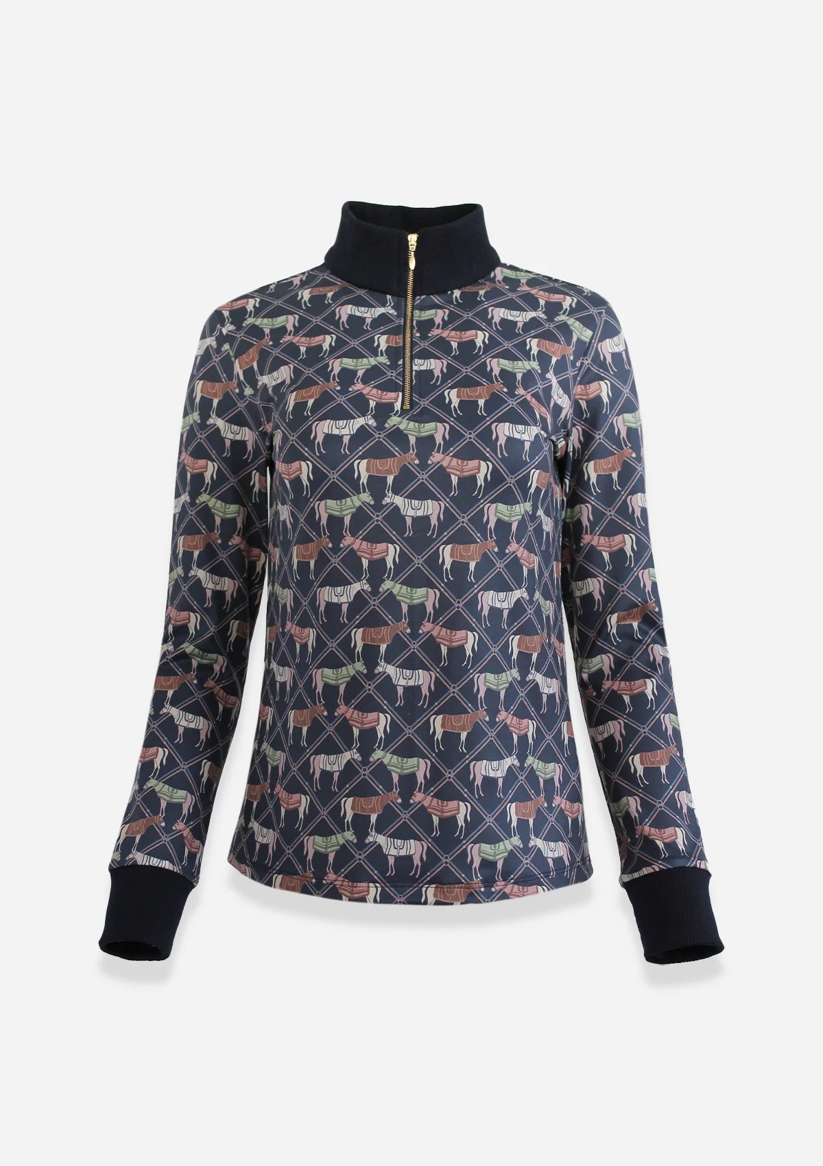 Rönner Emberly Q - Zip Medium Weight | Long Sleeve | Victory Print | Nocturne - Rönner - Equiluxe Tack