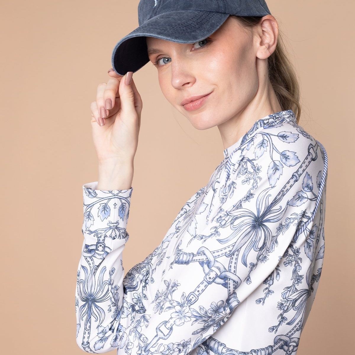 Rönner Equestrian Cotton Geo Horses Cap | Navy - Rönner - Equiluxe Tack