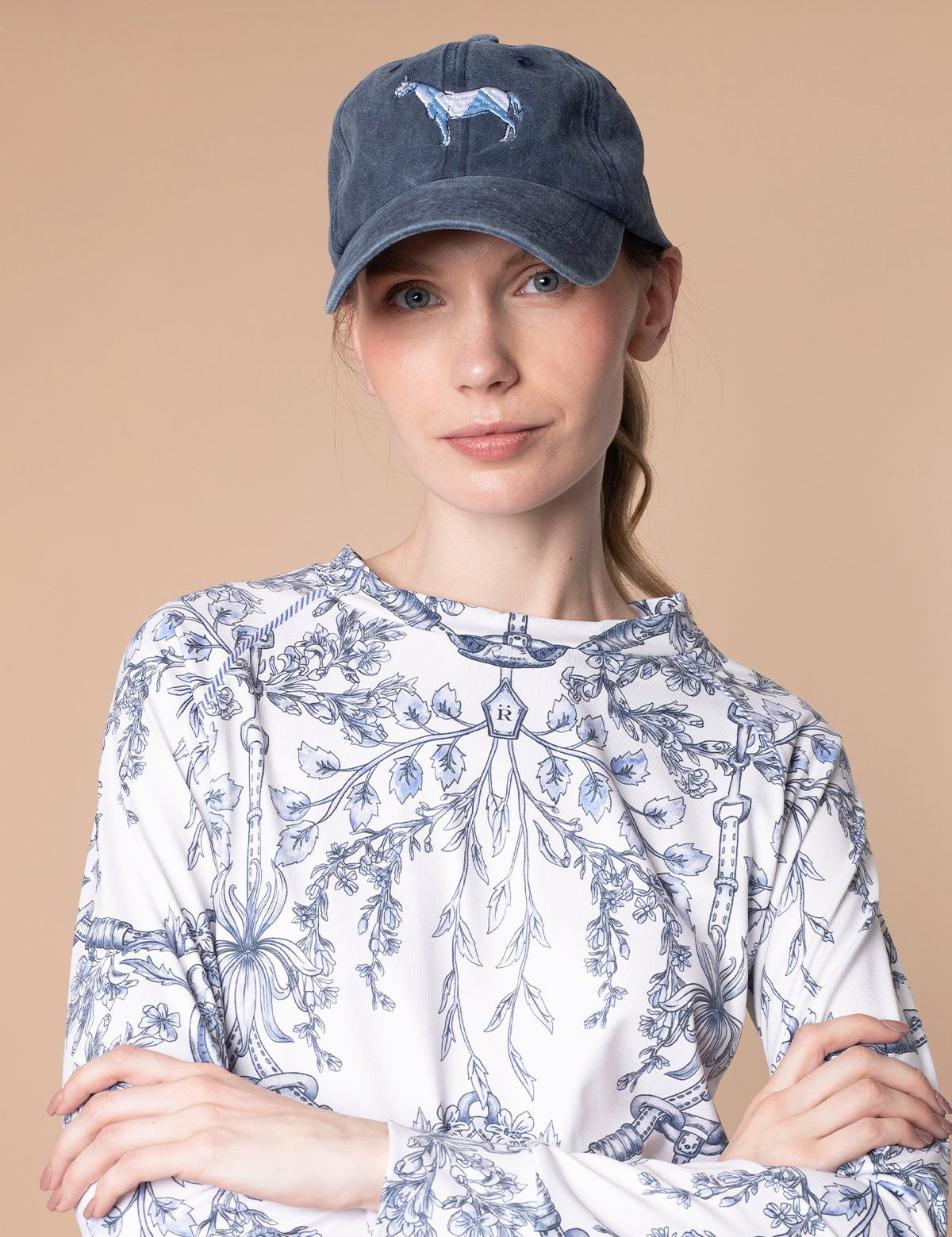 Rönner Equestrian Cotton Geo Horses Cap | Navy - Rönner - Equiluxe Tack