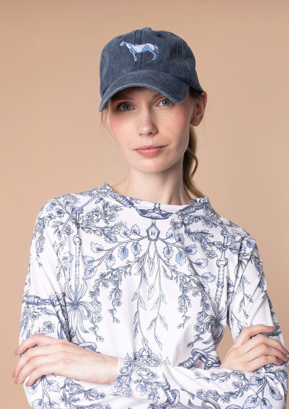 Rönner Equestrian Cotton Geo Horses Cap | Navy - Rönner - Equiluxe Tack