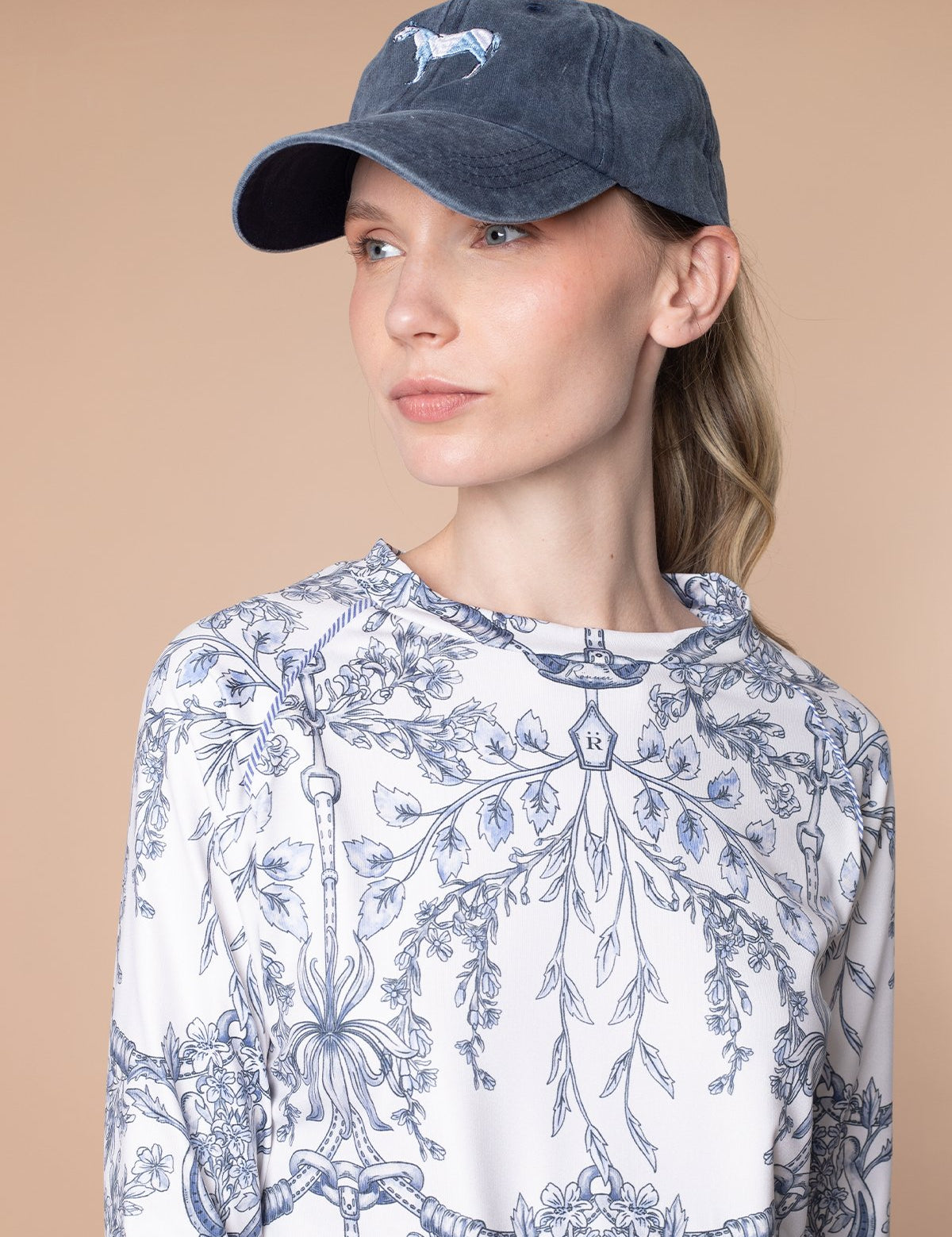 Rönner Equestrian Cotton Geo Horses Cap | Navy - Rönner - Equiluxe Tack
