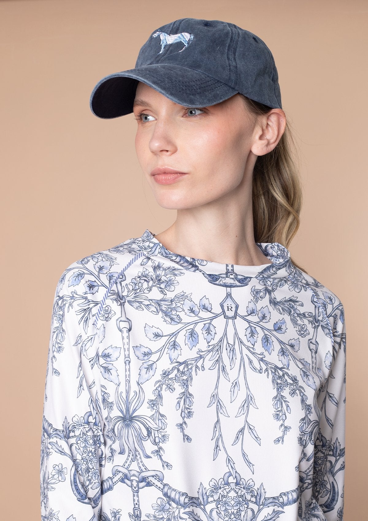 Rönner Equestrian Cotton Geo Horses Cap | Navy - Rönner - Equiluxe Tack