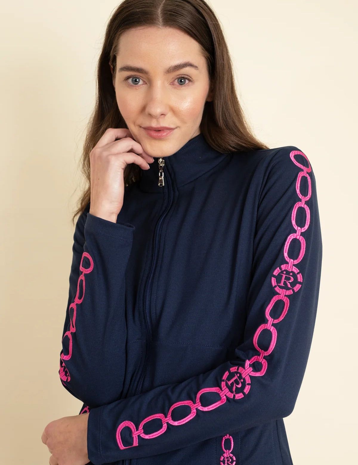 Ronner Equus Embroidered Zip Jacket | Navy & Pink - Rönner - Equiluxe Tack