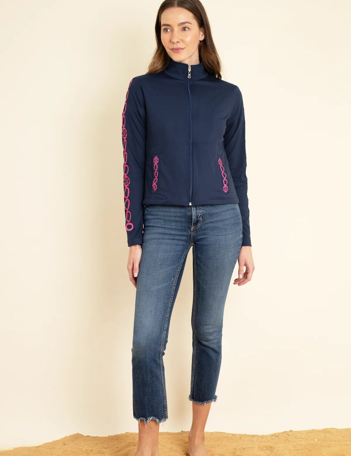 Ronner Equus Embroidered Zip Jacket | Navy & Pink - Rönner - Equiluxe Tack