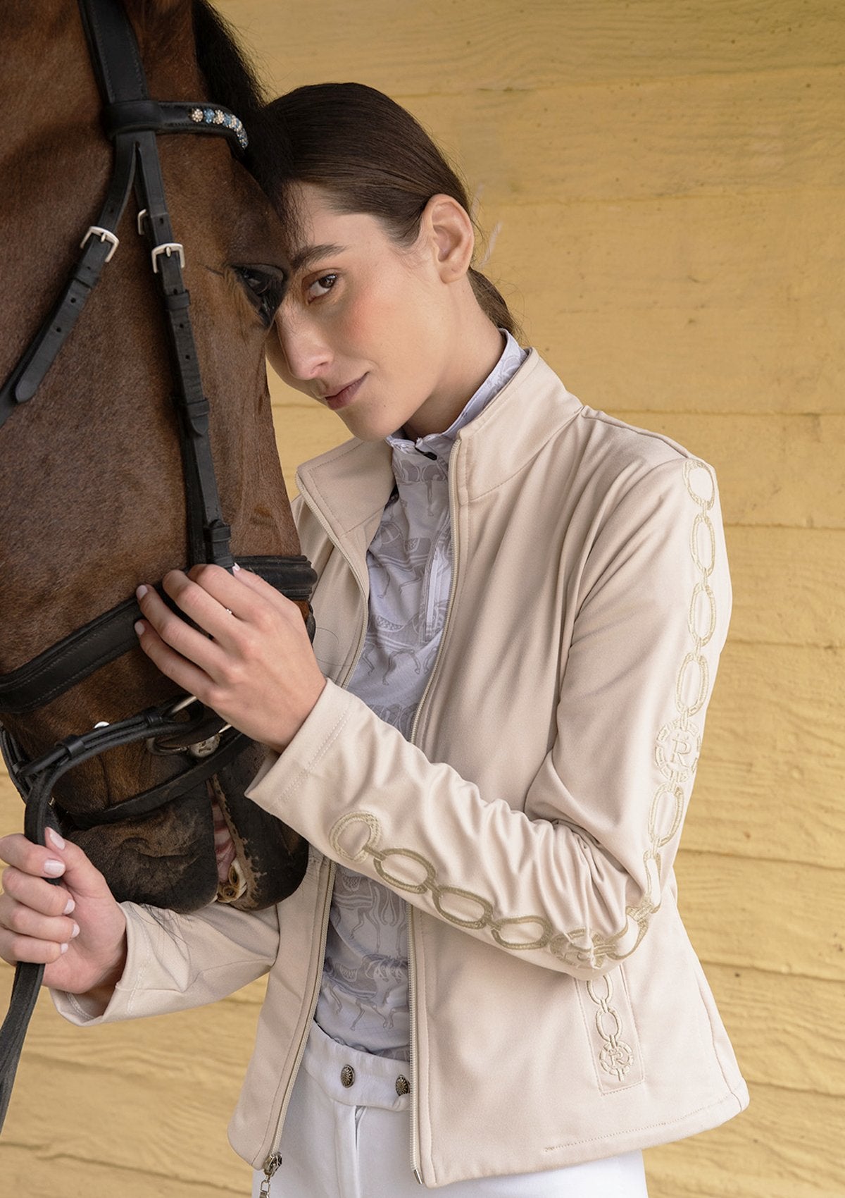 Rönner Equus Embroidered Zip Jacket | Sand - Rönner - Equiluxe Tack