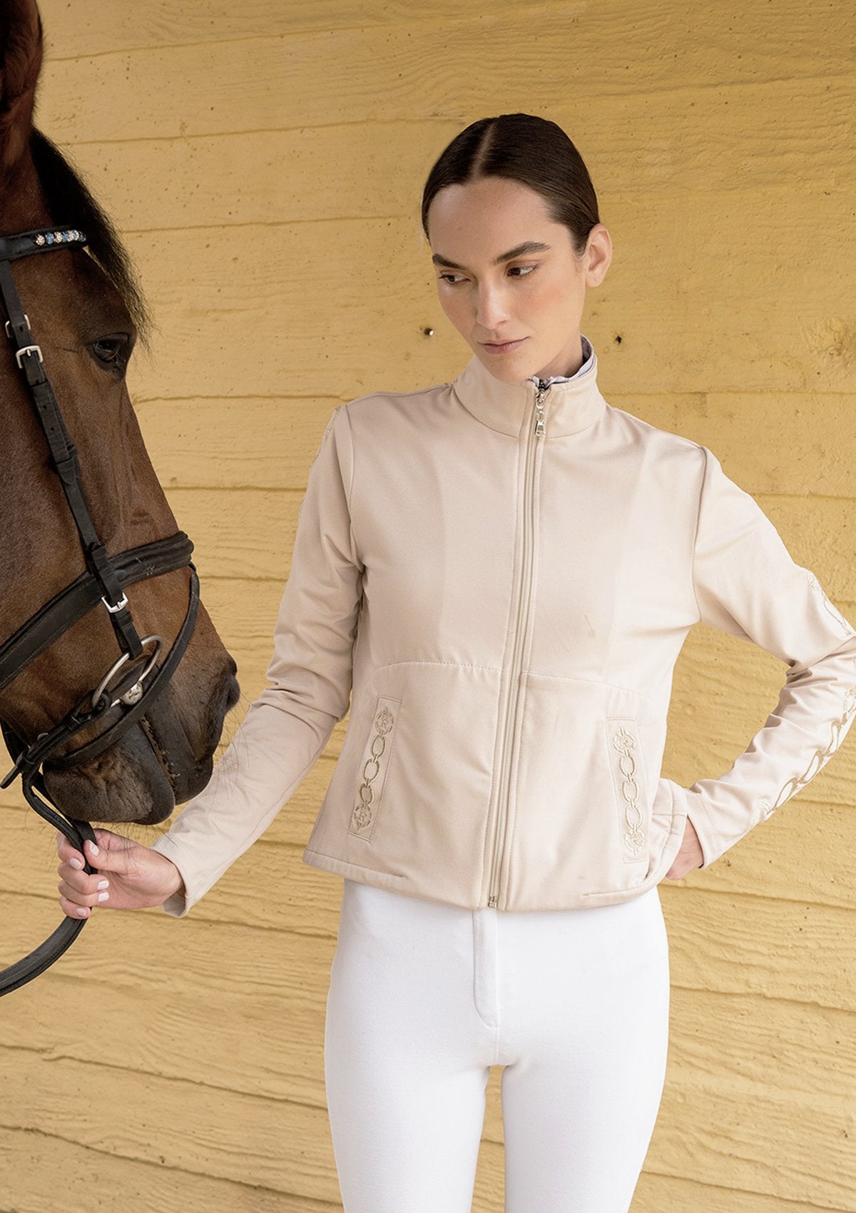 Rönner Equus Embroidered Zip Jacket | Sand - Rönner - Equiluxe Tack