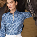 Rönner Harmony Quarter Zip Chainlink Print - Long Sleeve | Navy - Rönner - Equiluxe Tack