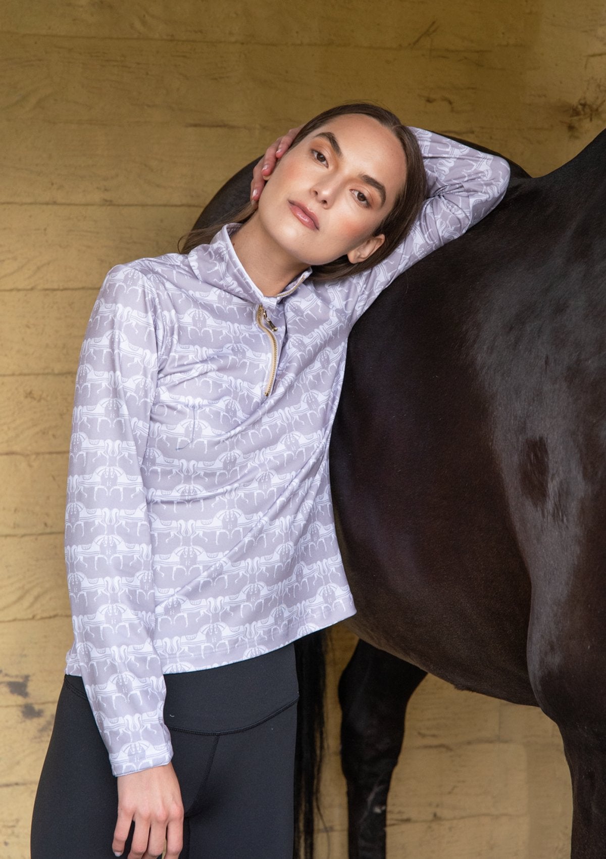 Rönner Harmony Quarter Zip Steed Print | Long Sleeve | Hazelwood - Rönner - Equiluxe Tack