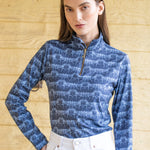 Rönner Harmony Quarter Zip Steed Print - Long Sleeve | Sapphire - Rönner - Equiluxe Tack