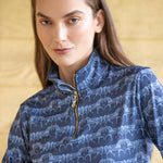 Rönner Harmony Quarter Zip Steed Print - Long Sleeve | Sapphire - Rönner - Equiluxe Tack