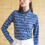 Rönner Harmony Quarter Zip Steed Print - Long Sleeve | Sapphire - Rönner - Equiluxe Tack