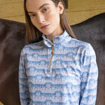 Rönner Harmony Quarter Zip Steed Print | Long Sleeve | Sky - Rönner - Equiluxe Tack