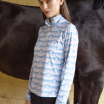 Rönner Harmony Quarter Zip Steed Print | Long Sleeve | Sky - Rönner - Equiluxe Tack