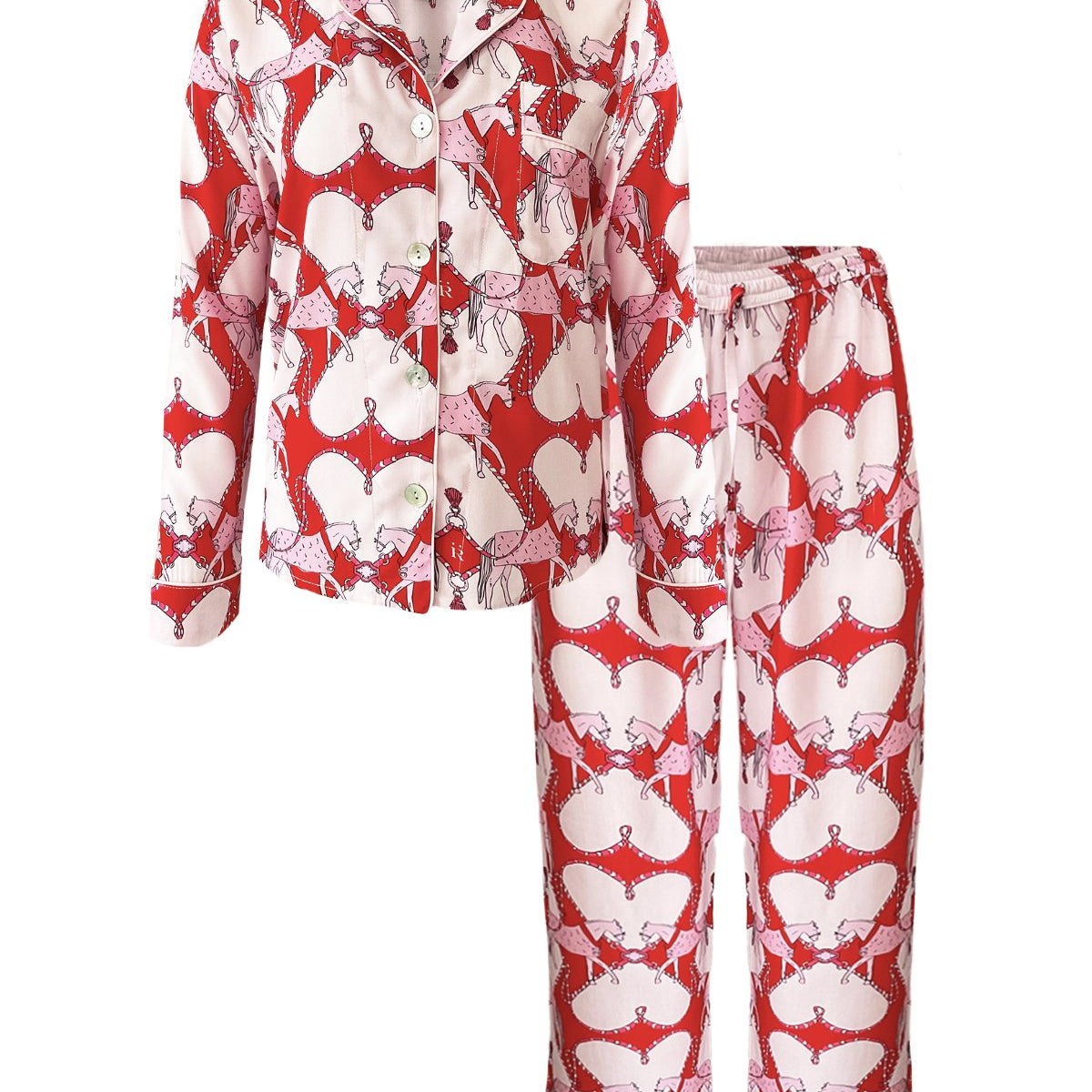 Rönner Horsebond PJ’s Set Long Sleeve | Red & White | Equestrian Sleepwear Collection - Rönner - Equiluxe Tack