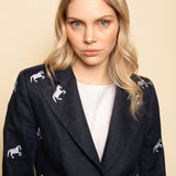 Rönner Linen Embroidered Blazer | Navy - Rönner - Equiluxe Tack