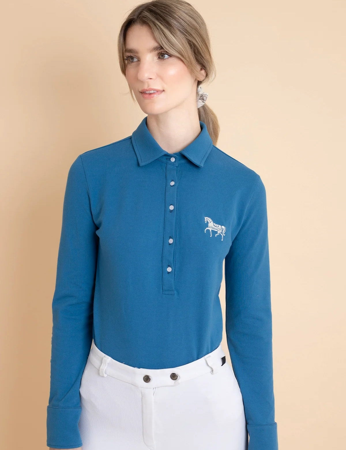 Ronner Lucia Cotton Polo - Shirt Long Sleeve | Teal - Rönner - Equiluxe Tack