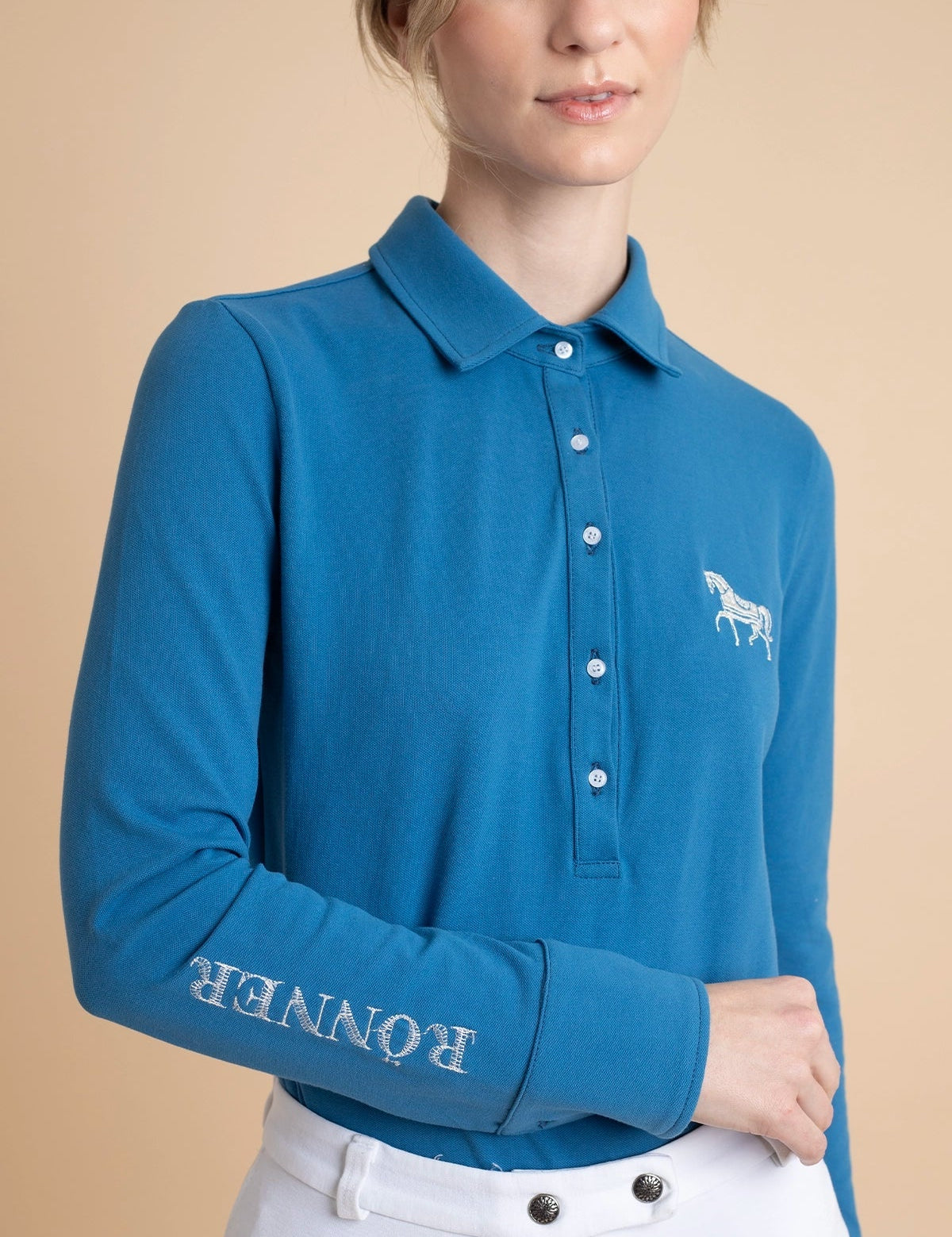 Ronner Lucia Cotton Polo - Shirt Long Sleeve | Teal - Rönner - Equiluxe Tack