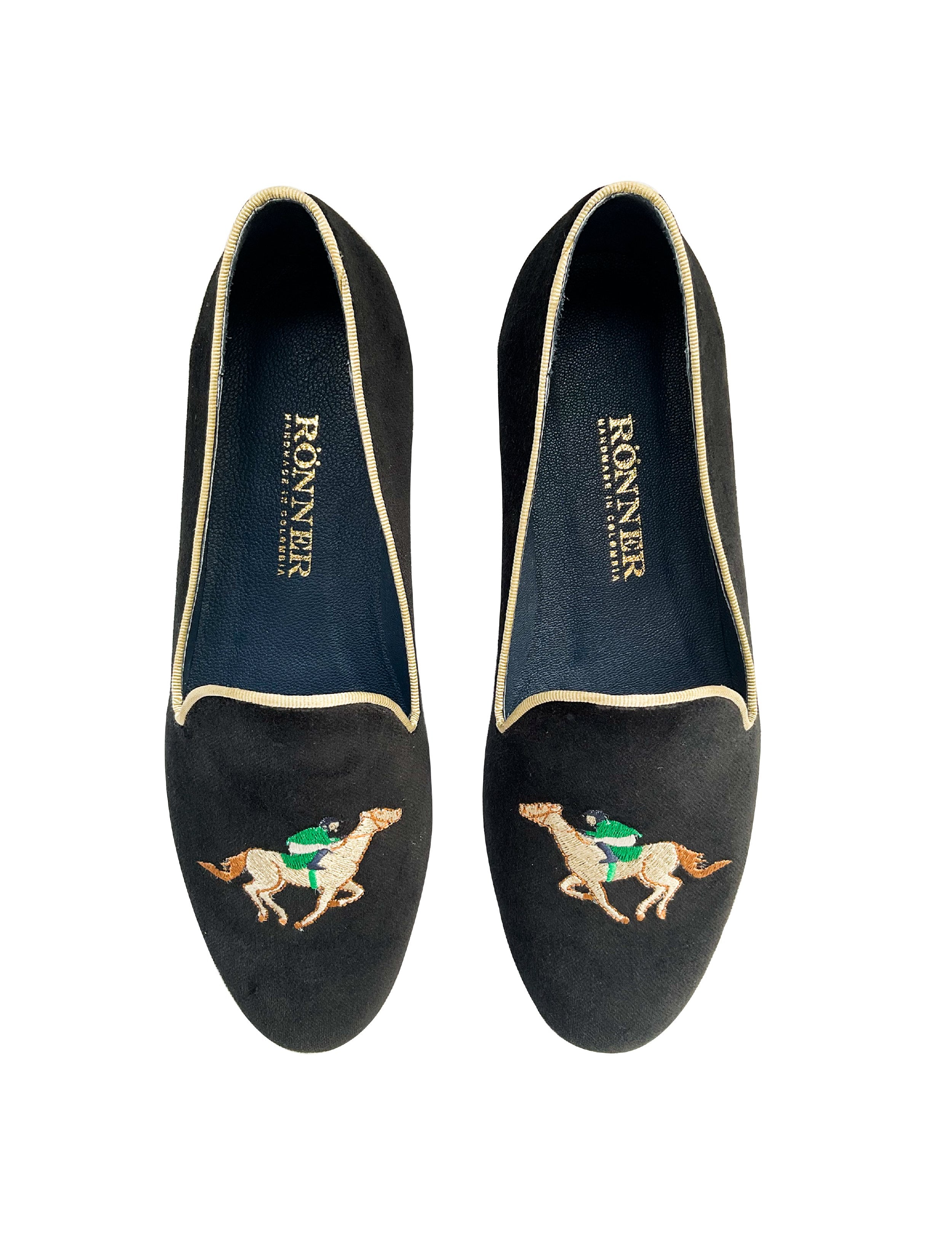 Rönner Mimosa Velvet Slippers | Green Jockey - Rönner - Equiluxe Tack