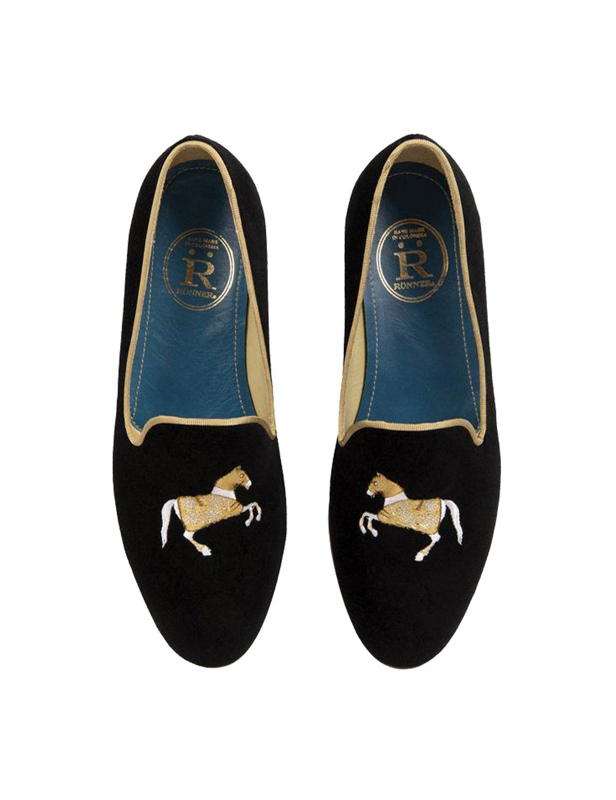Rönner Mimosas Slippers Carrousel | Black & Gold - Rönner - Equiluxe Tack